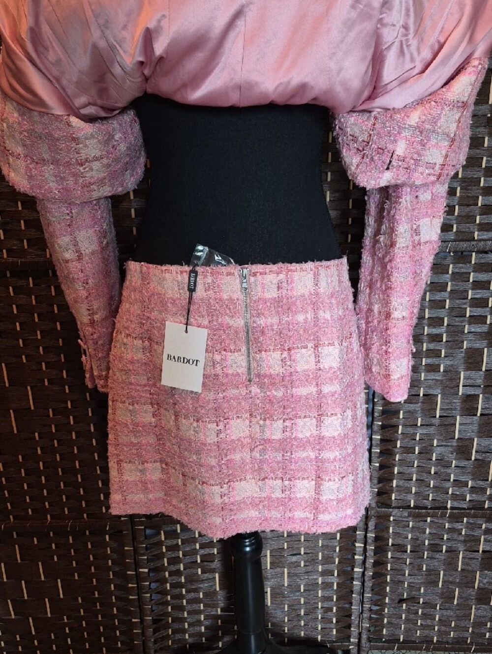 Bardot Pink Tweed Double-Breasted Blazer And Skirt - Picture 4 of 13